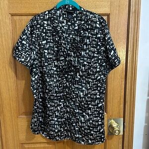 Black And White Ruffle Blouse